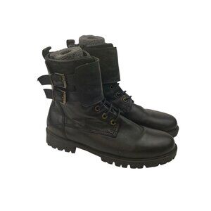 *Bata Boots Womens Size 38 Black Leather Combat Moto Whimsigoth Grunge Witchy